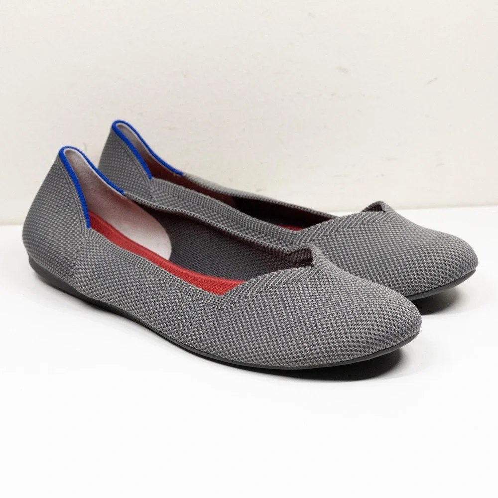 ROTHYS The Flat Knit Round Toe Ballet Flats Gray Sz 11.5